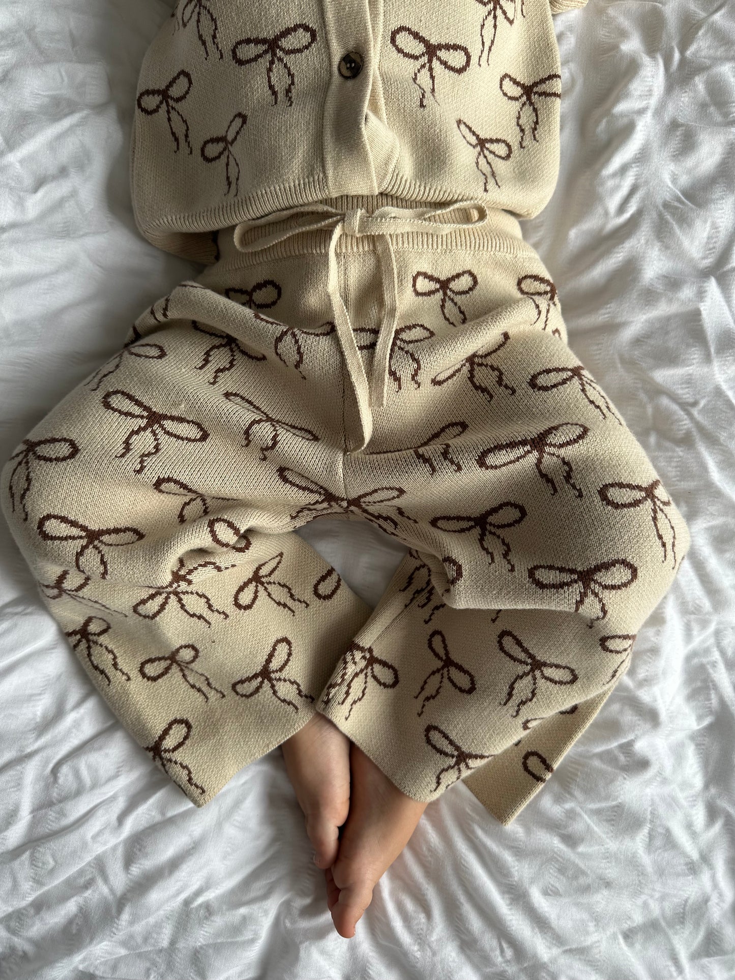 Cocoa Bow Knit Wide Leg Pants