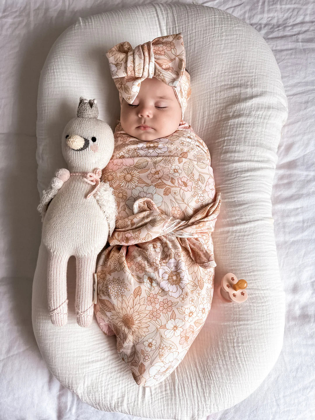 Swaddle Set - Pastel Bloom (Swaddle & Bow Headband)