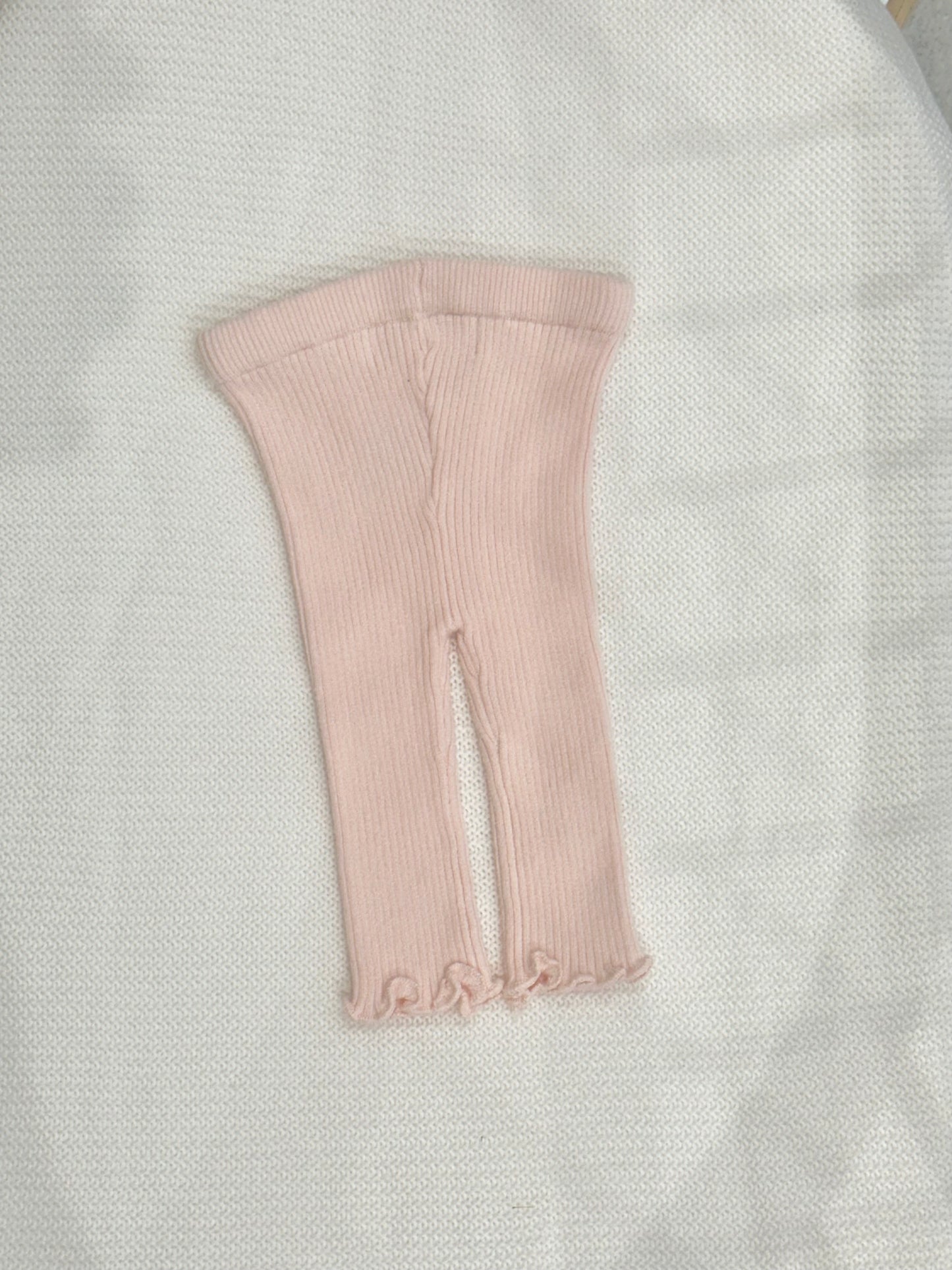 Frill Knit Leggings - Soft Pink
