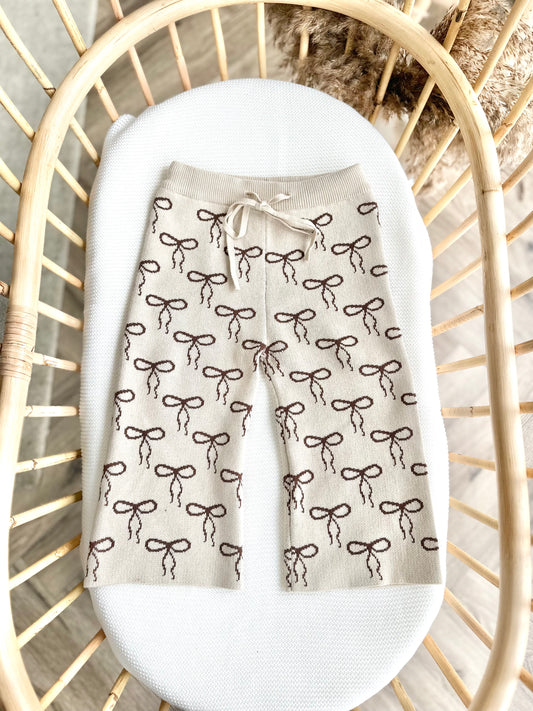 Cocoa Bow Knit Wide Leg Pants