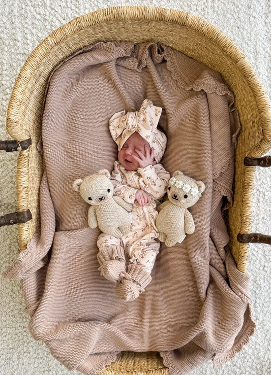Frill Zip Romper - Paisley Coffee