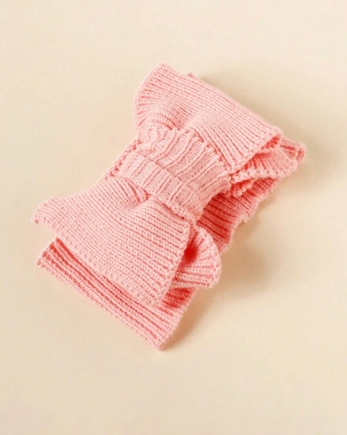 Knitted Bow Knot Headband - Cotton Candy Pink