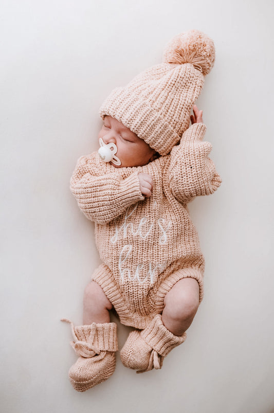 “She’s Here” Chunky Knit Bundle