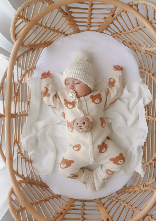 Knit Brown Bear Romper