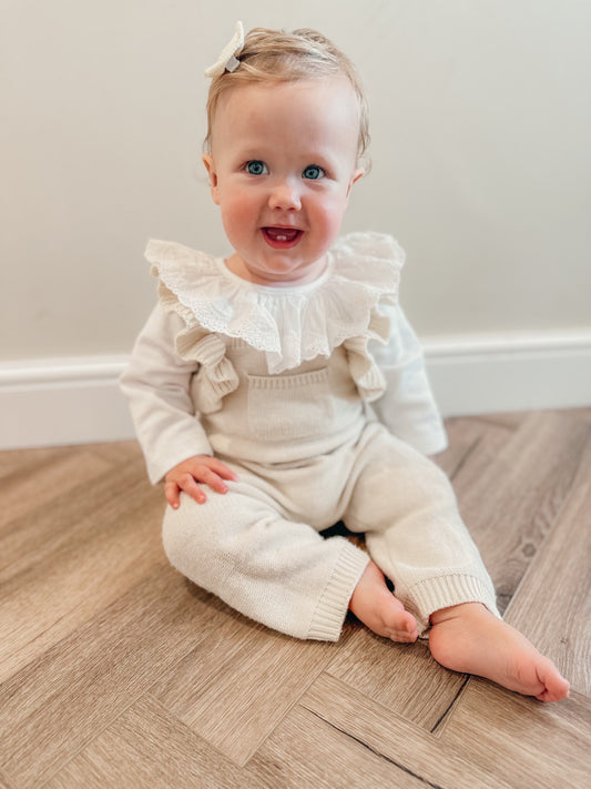 Ruffle Edge Knit Jumpsuit