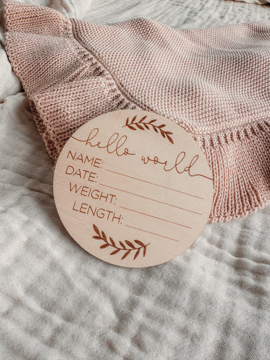 Hello World Wooden Annoucement Plaque