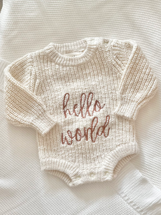 “Hello World" Chunky Knit Romper  