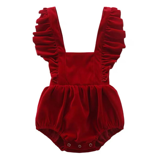 Velvety Frill Christmas Romper image 0