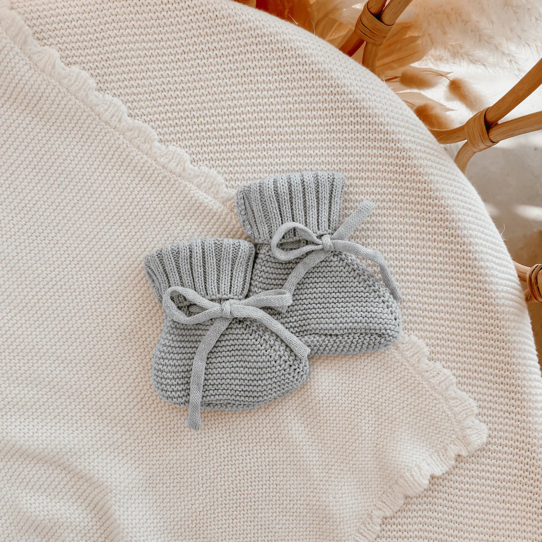 Blossom and Pear Powder Blue Booties 0-6m