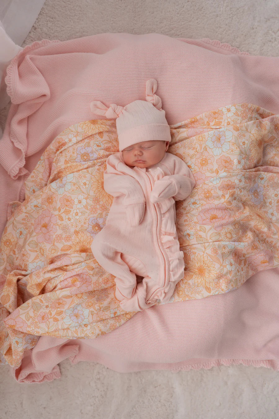 Swaddle Blanket Set - Pastel Bloom (Swaddle Blanket & Bow Headband)