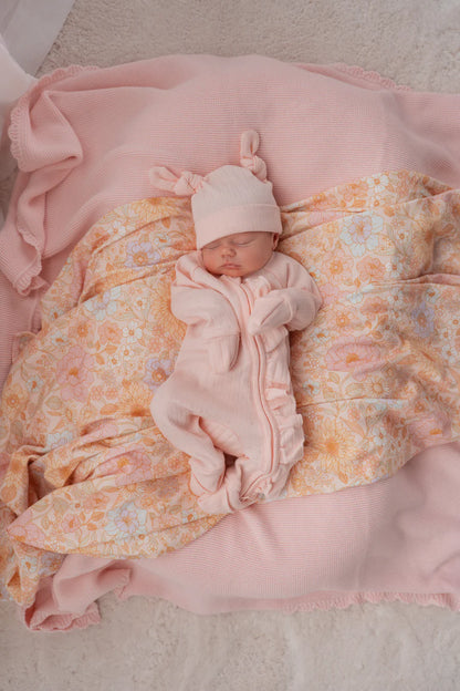 Swaddle Blanket Set - Pastel Bloom (Swaddle Blanket & Bow Headband)